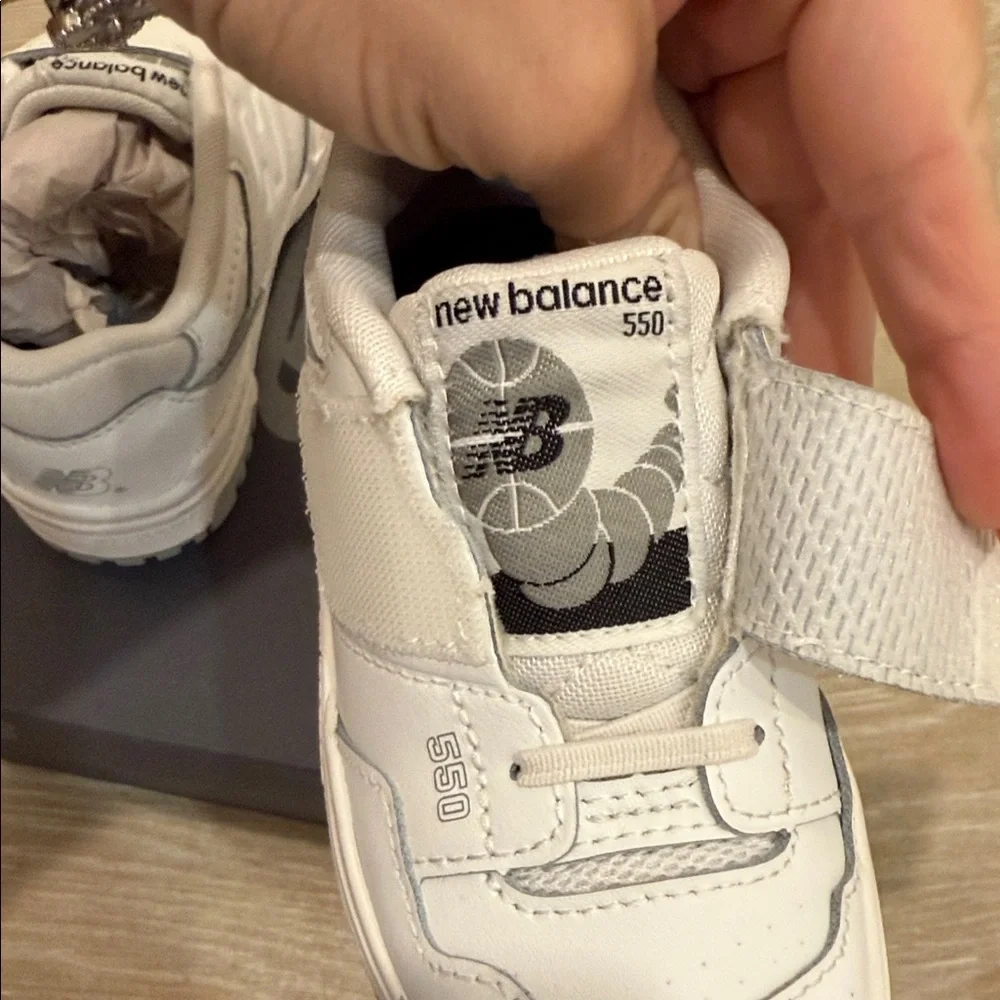 New Balance Kids White Sneakers with Gray Soles